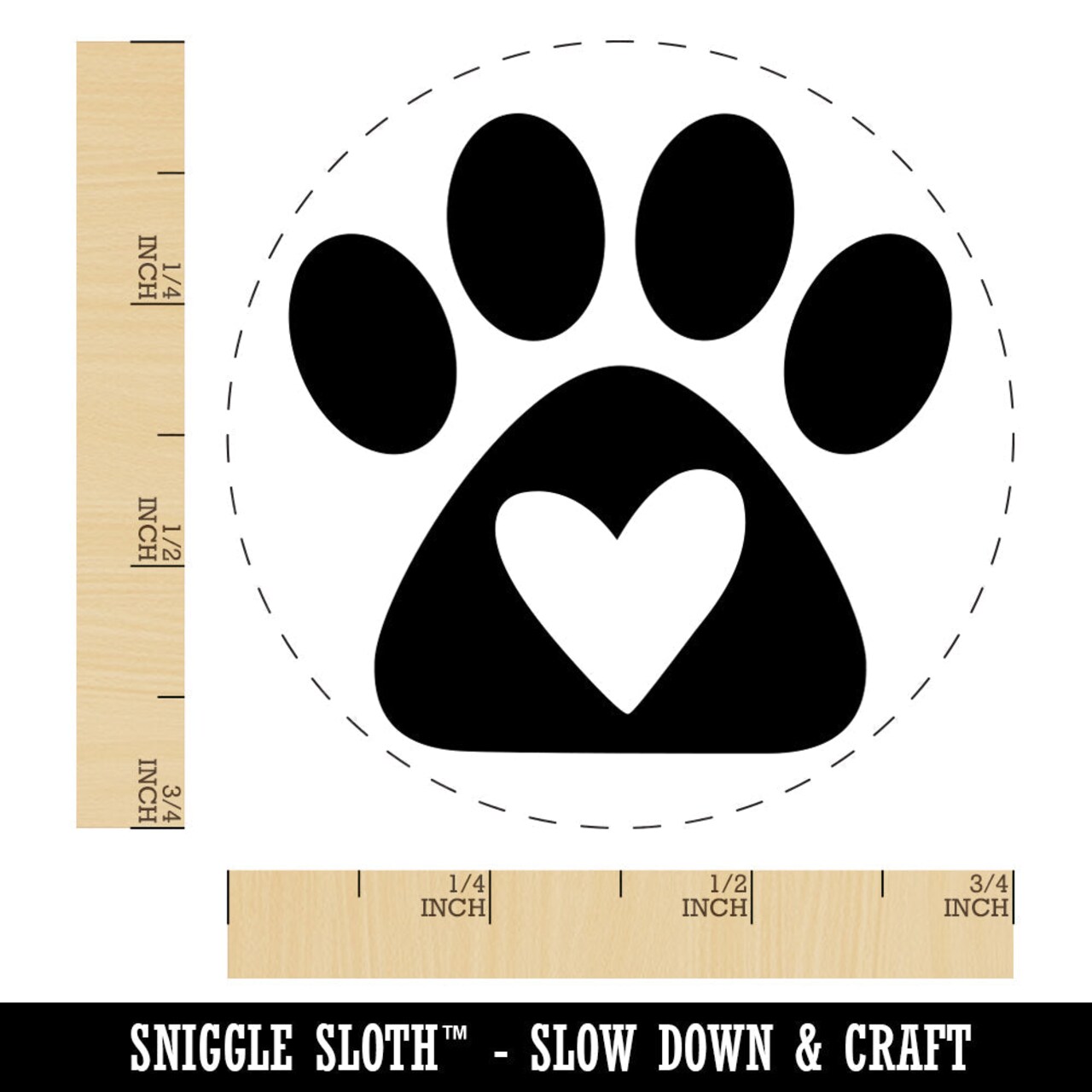 Paw Print with Heart Dog Rubber Stamp for Stamping Crafting Planners